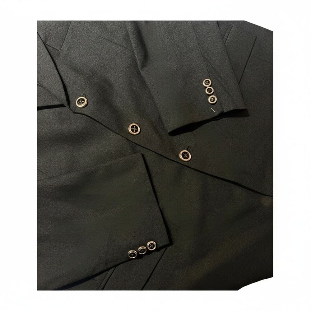 New Vtg Lee Mubai Mens 44R Black Dinner Jacket Silver Tone Rhinestone Buttons - Picture 8 of 13